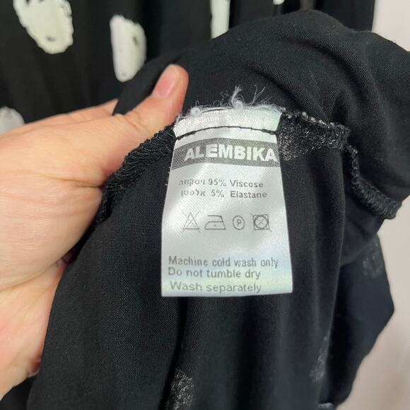 Alembika Black White Polka Dot Asymmetrical High Low Dress Size 4 Lagenlook - Picture 5 of 8